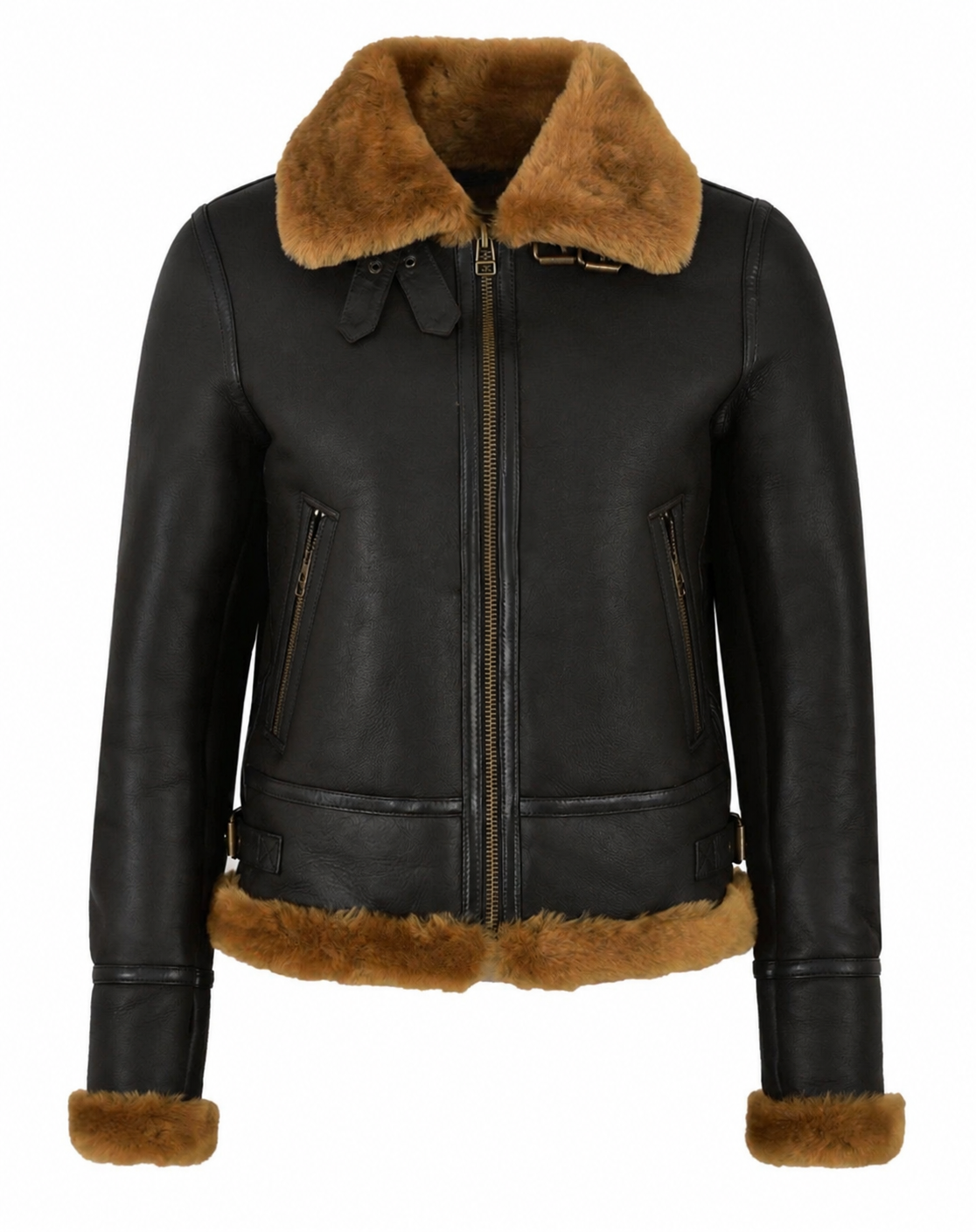 Women’s Brown Heritage Pilot Shearling Real Leather Jacket