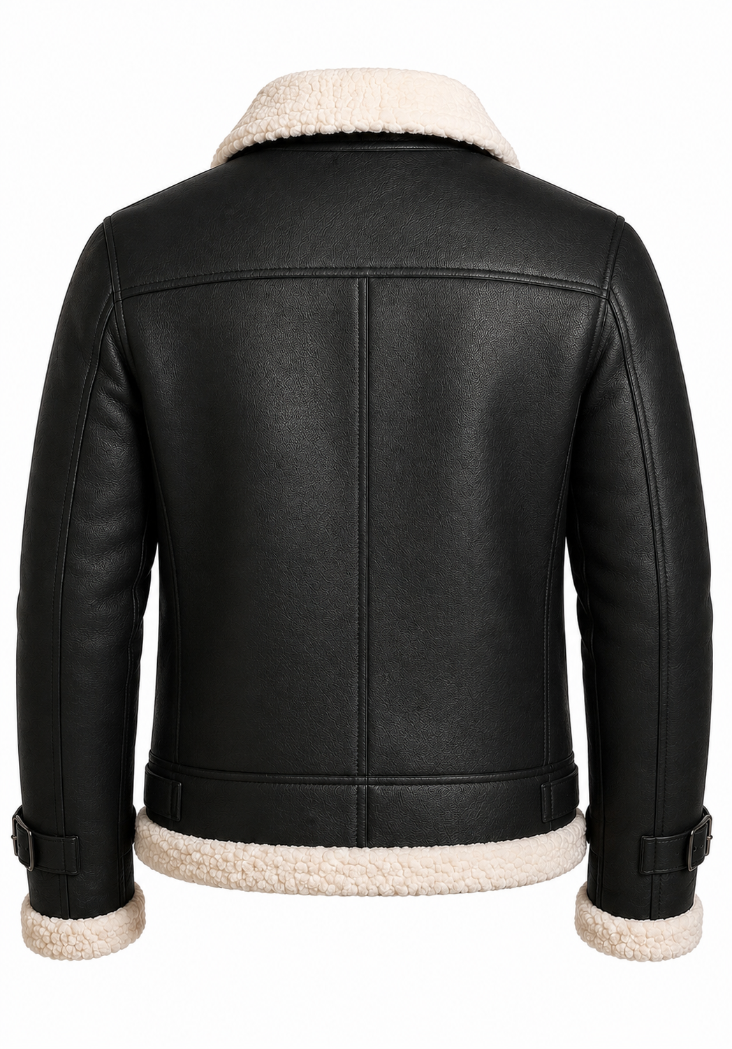 Midnight Crest Pilot Shearling Real Leather Aviator Jacket