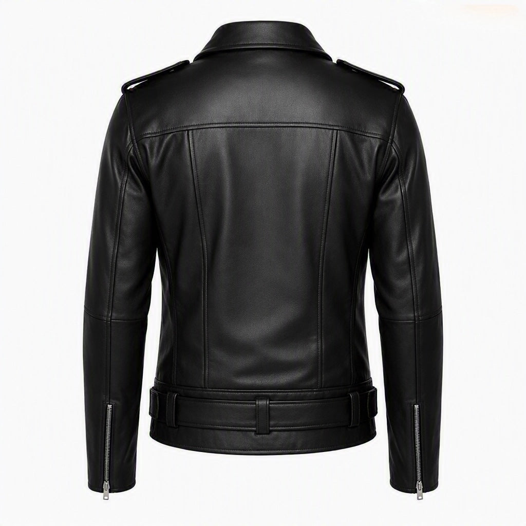 Real Leather Asymmetric Fashion Jacket