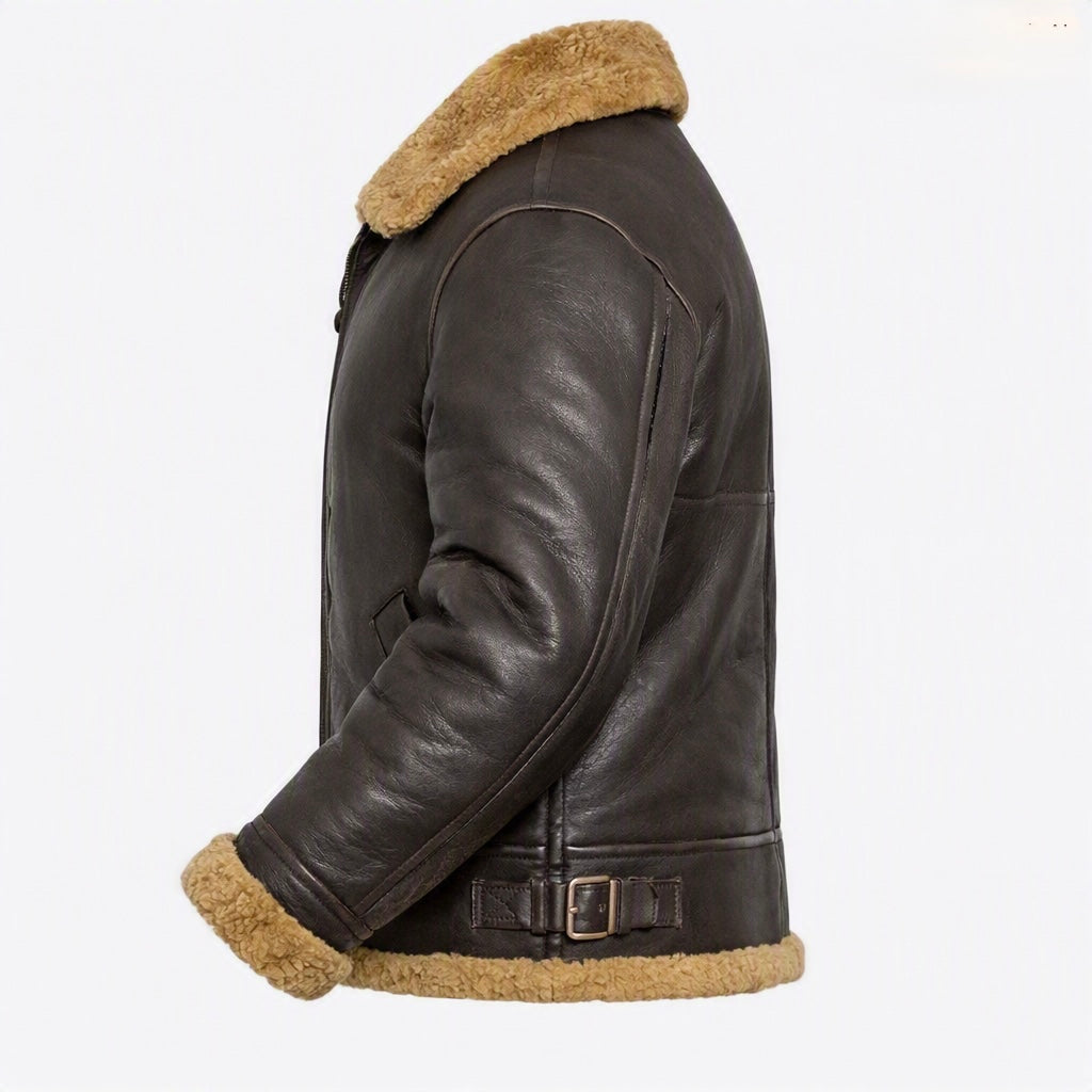 Men’s Classic B-3 Aviator Real Sheepskin Leather Jacket