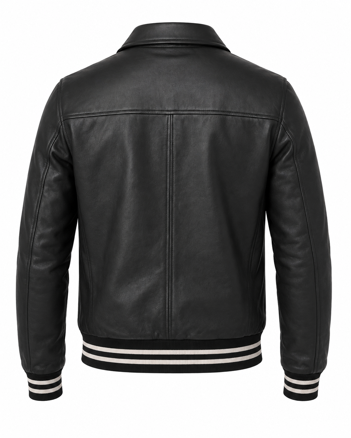 Men’s Black Real Leather Varsity Bomber Jacket