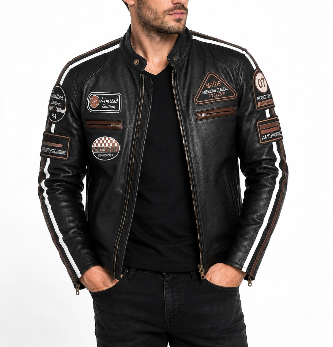 AMERCIAN CLASSIC MEN LEATHER BIKER JACKET (Promotional Price)