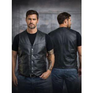 Classic biker style  leather vest coat waistcoat biker leather vests