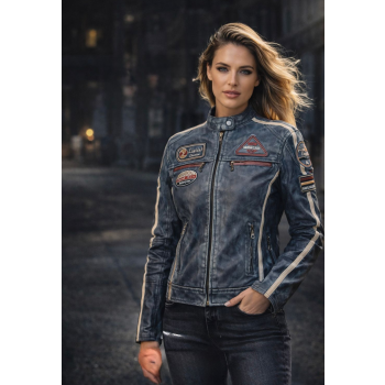 AMERCIAN CLASSIC Women LEATHER BIKER JACKET Black