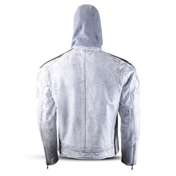 Amercian Classic Men Leather biker style  leather jacket White