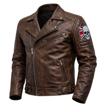 MEN'S PERFECTO BROWN REAL LEATHER JACKET