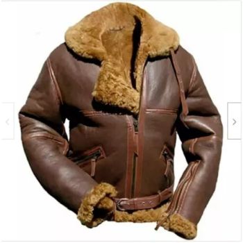 Men’s Brown B-3 Bomber Sheep Leather Jacket