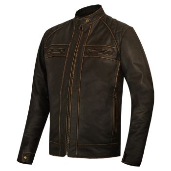 Antique Brown Biker style Leather Jacket Waxed (Promotional Price)